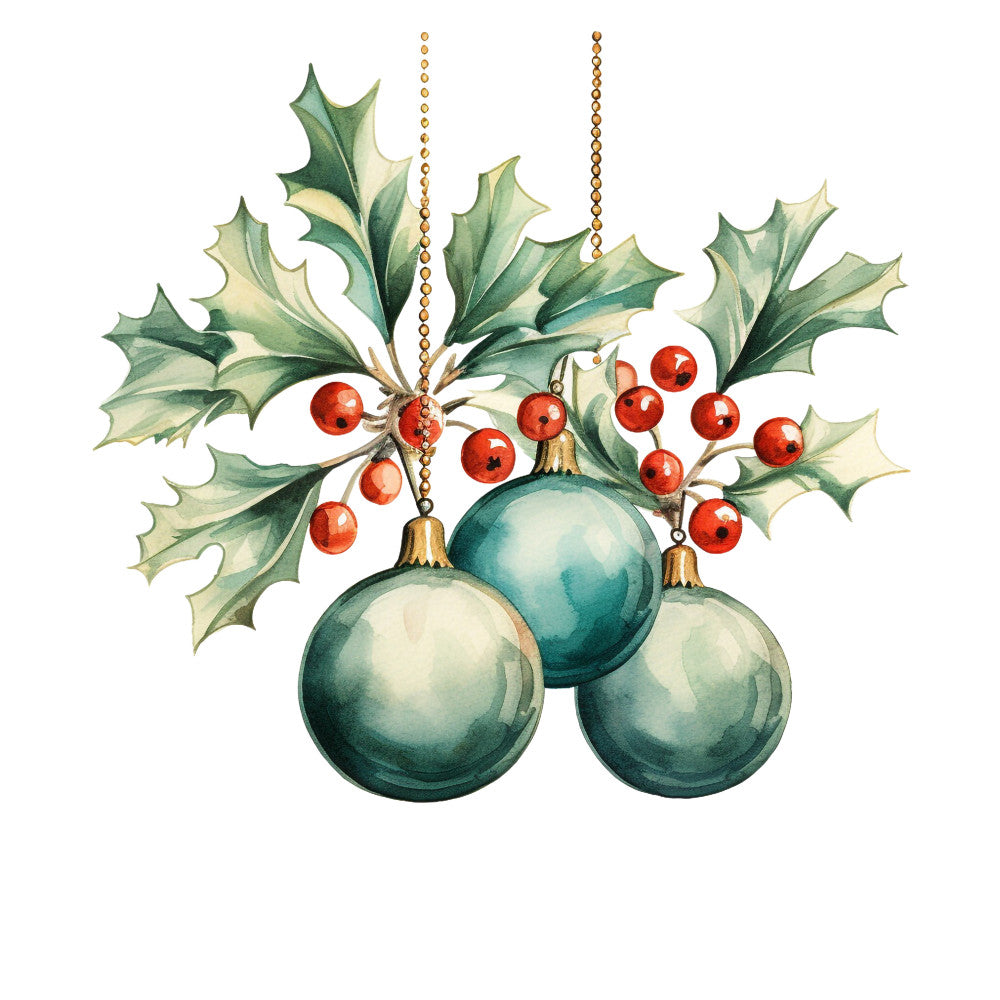 Holly and Baubles Fabric Panel 27