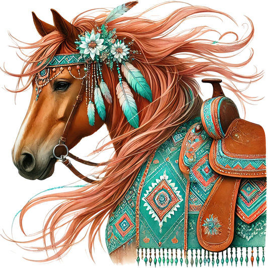 Boho Horses Fabric Panel 9