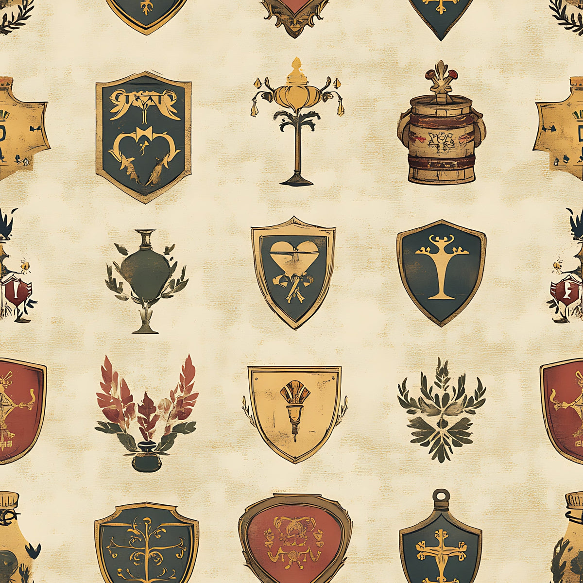 Medieval Heraldry Pattern 9 Minky Fabric