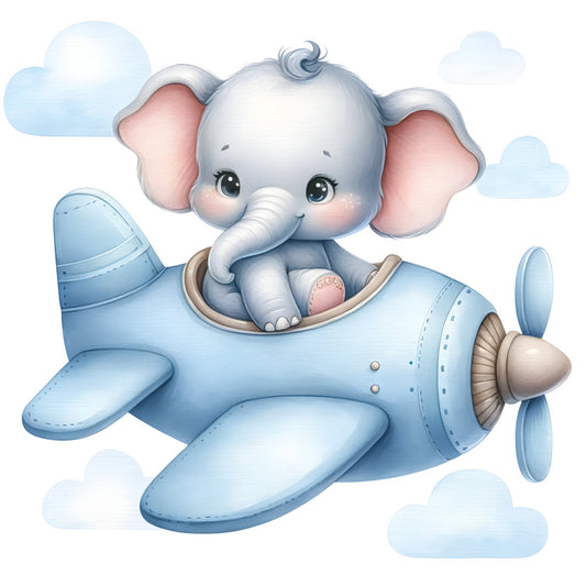 Baby Boy Elephant Fabric Panel 23