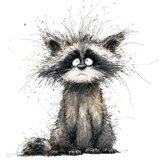 grumpy cat, black and white, charcoal gray, ink sketch, watercolor, whimsical, quirky, cute animals, feline, tabby cat, expressive eyes, illustration, modern, contemporary, artistic, splatter effect, paint splashes, humorous, grouchy character, pet lover, kitten, frown expression, children's, playful, animal portrait, decorative, novelty print, indie art style