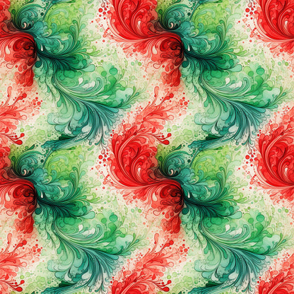 Watercolor Christmas Swirls Pattern 9 Quilting Cotton Fabric