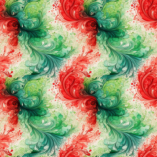 Watercolor Christmas Swirls Pattern 9 Quilting Cotton Fabric