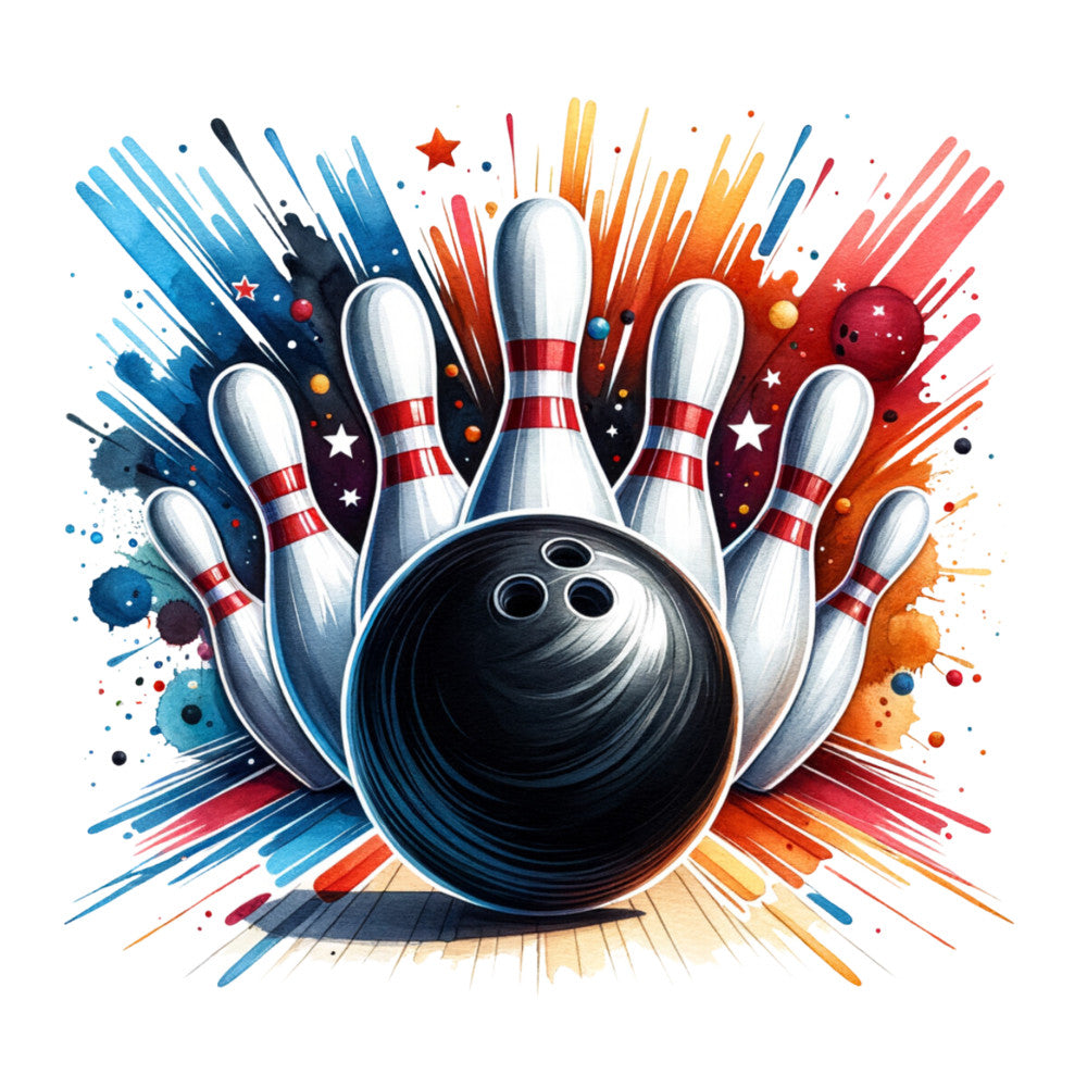 Watercolor Bowling Fabric Panel 2