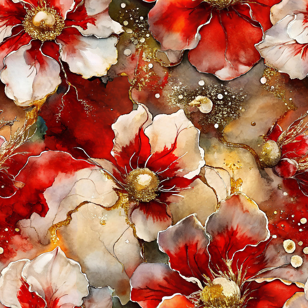 Gilded Poinsettia Reverie Pattern 2 Minky Fabric