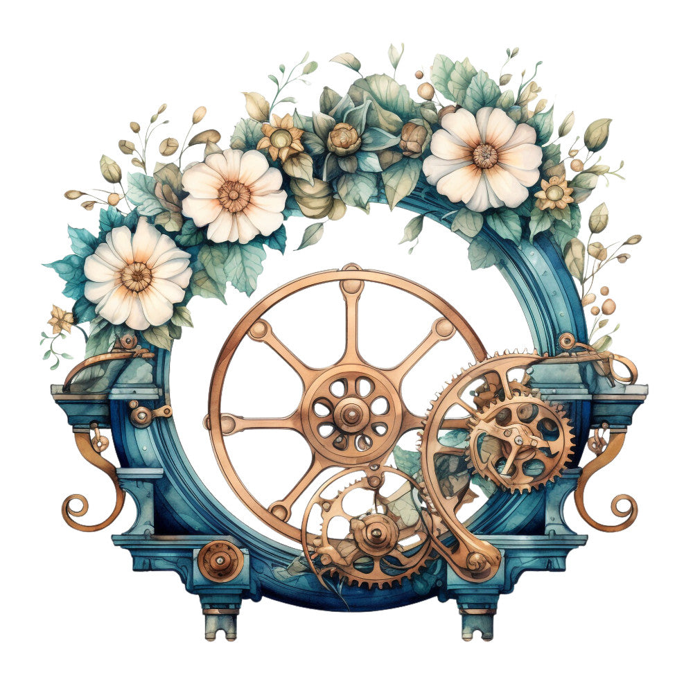 Floral Steampunk Fabric Panel 14