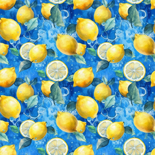 Lemons and Citrus Sour Splash Pattern 8 Quilting Cotton Fabric
