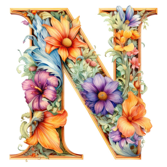 Alphabet Flowers Fabric Panel 10