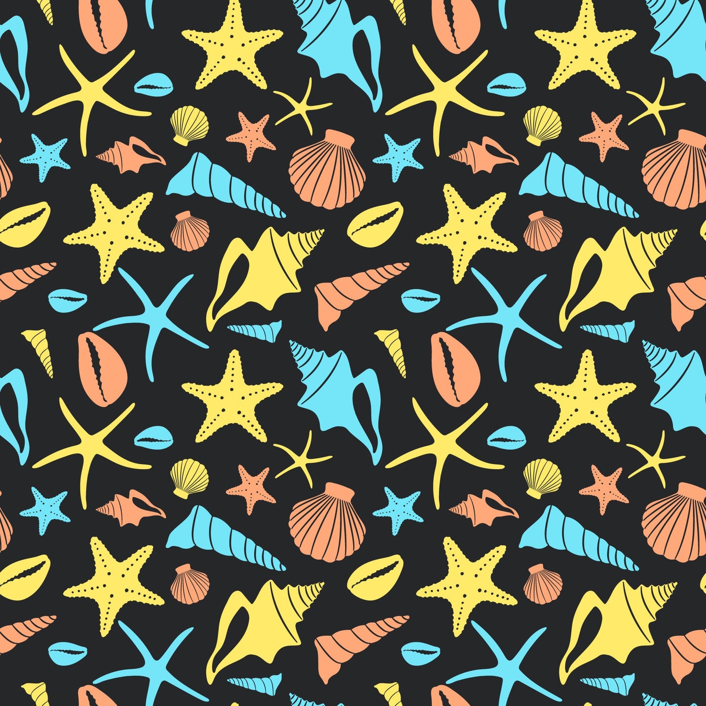 Boho Sea Shells Pattern 2 Quilting Cotton Fabric