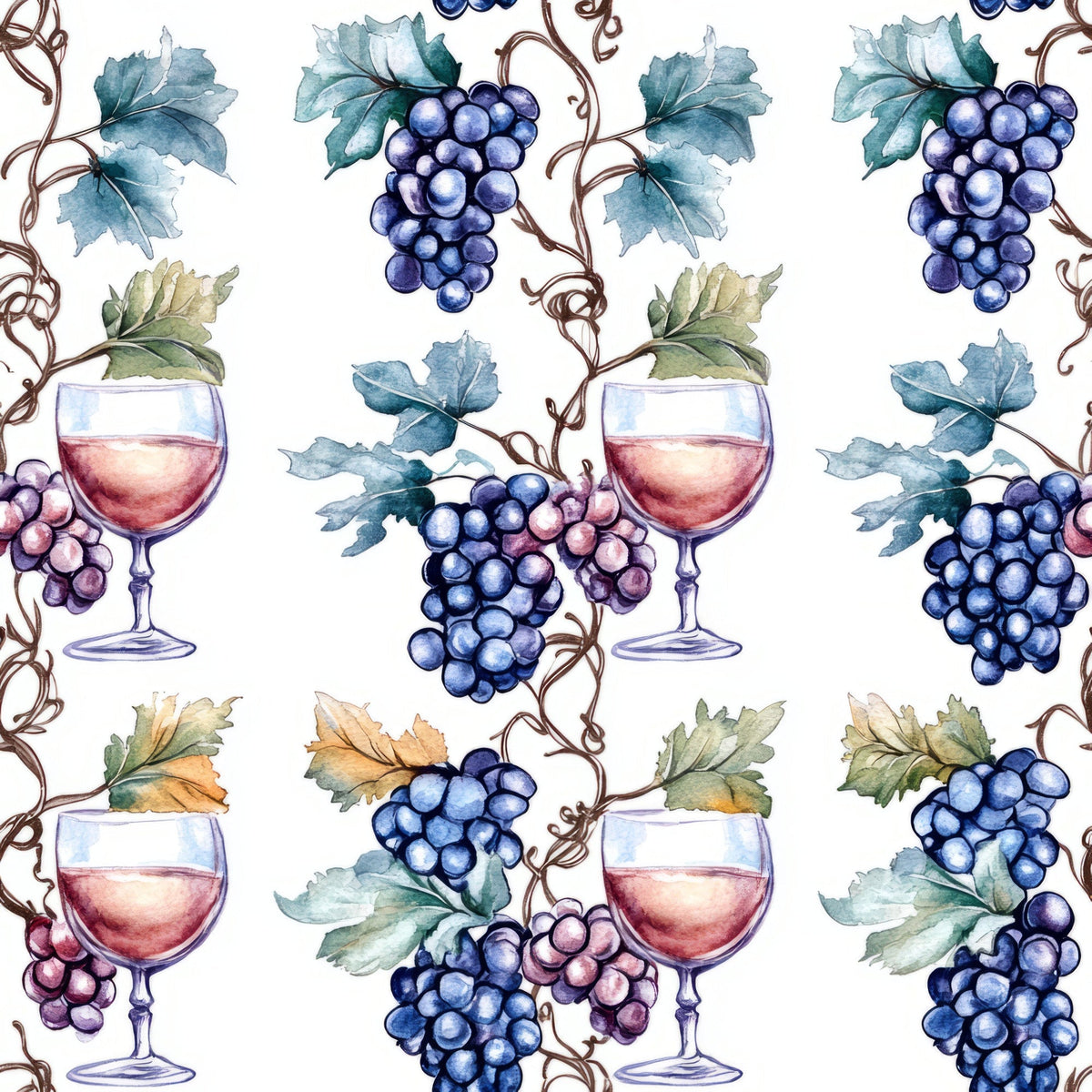 Grapes and Goblets Pattern 24 Minky Fabric