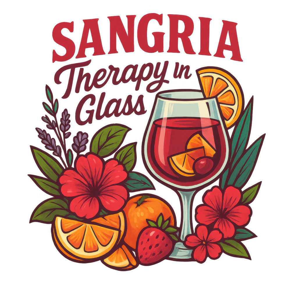 sangria, wine glass, red wine, orange slices, strawberry, hibiscus flowers, tropical flowers, red flowers, green leaves, purple lavender, fabric panel, quilting cotton, beverage theme, cocktail design, fruit motifs, floral elements, red burgundy, orange coral, green foliage, summer drinks, alcohol themed, botanical design