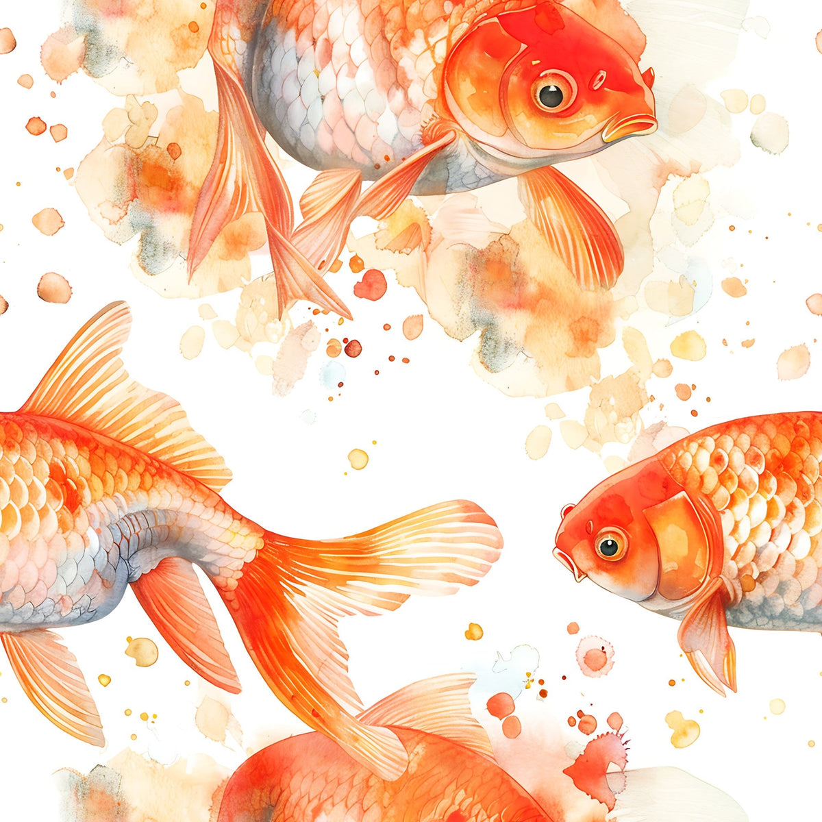 Painted Koi Pattern 15 Minky Fabric