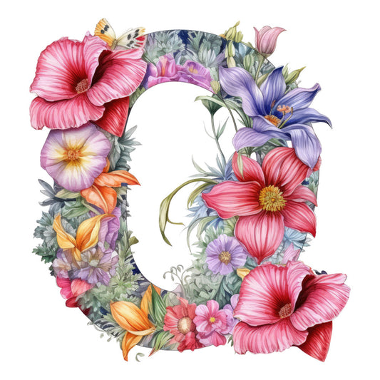 Alphabet Flowers Fabric Panel 13