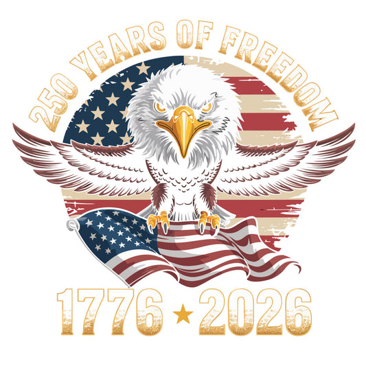 red, white, blue, gold, bald eagle, american flag, stars, stripes, patriotic, wings spread, fabric panel, quilting cotton, vintage style, distressed look, circular design, orange beak, yellow talons, weathered flag, commemorative design, americana theme