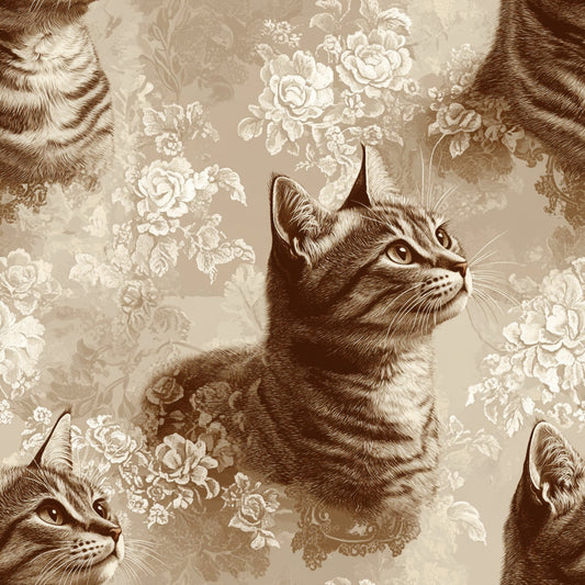 Vintage Cats With Lace Pattern 13 Quilting Cotton Fabric