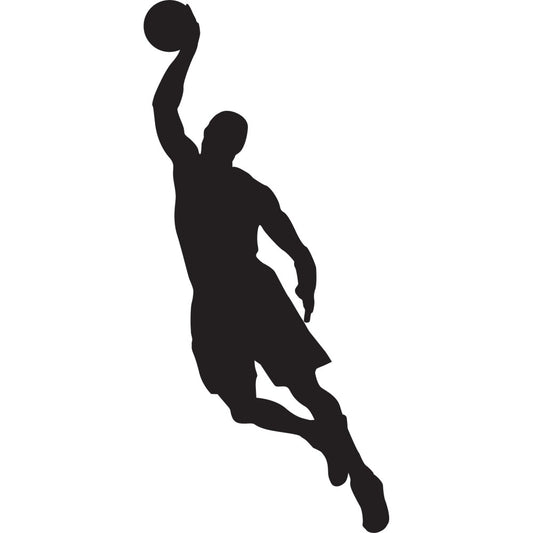 basketball player, sports, silhouette, black, athletic, modern, jump shot, slam dunk, sports themed, men's sports, action pose, dynamic, basketball fan, sports decor, masculine, contemporary, minimalist, monochrome, gym decor, locker room, team spirit, athletic wear, basketball court, shooting, indoor sports, youth sports, americana, wall art, sports apparel