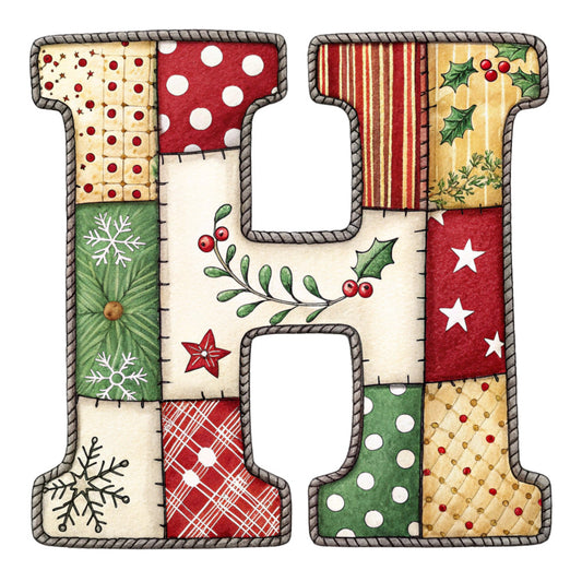 Christmas Patchwork Alphabet Fabric Panel 34