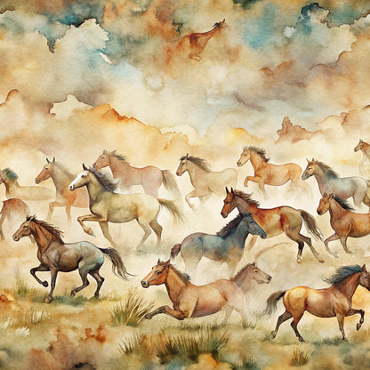 Galloping Mustangs Pattern 14 Minky Fabric