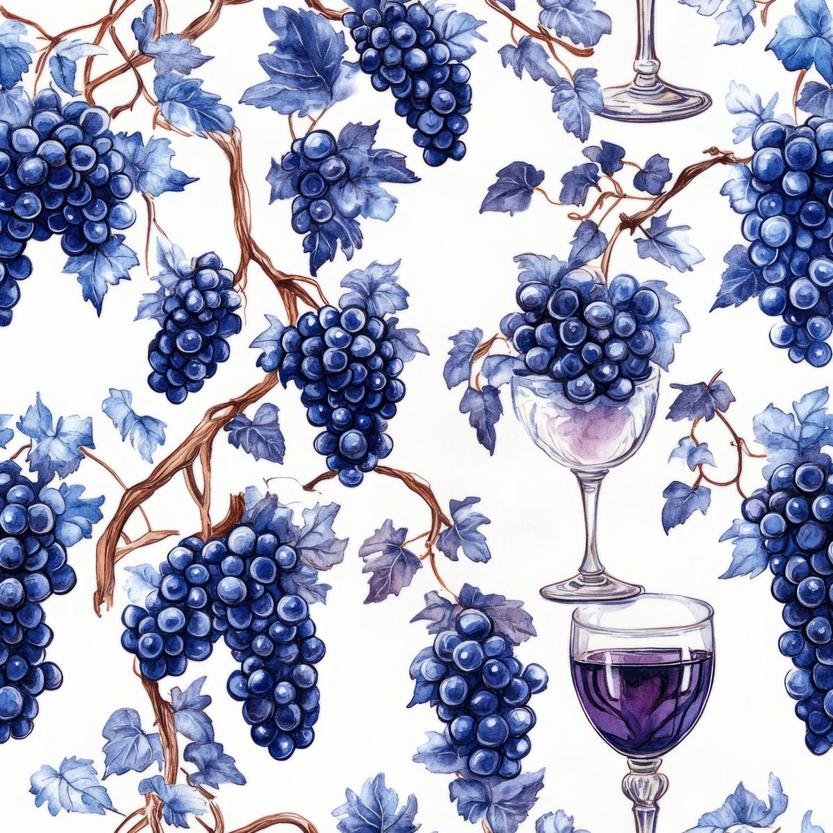 Grapes and Goblets Pattern 12 Minky Fabric