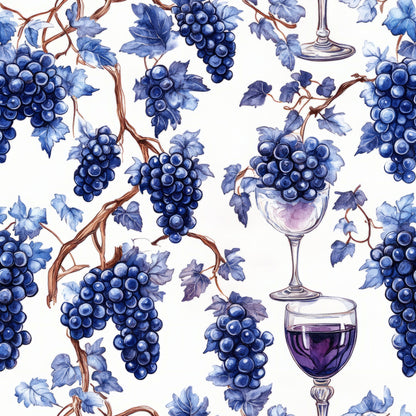Grapes and Goblets Pattern 12 Minky Fabric
