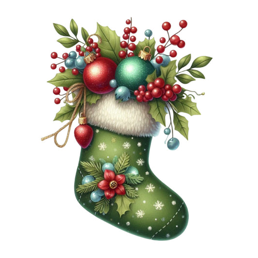 Christmas Stocking Scene Fabric Panel 26