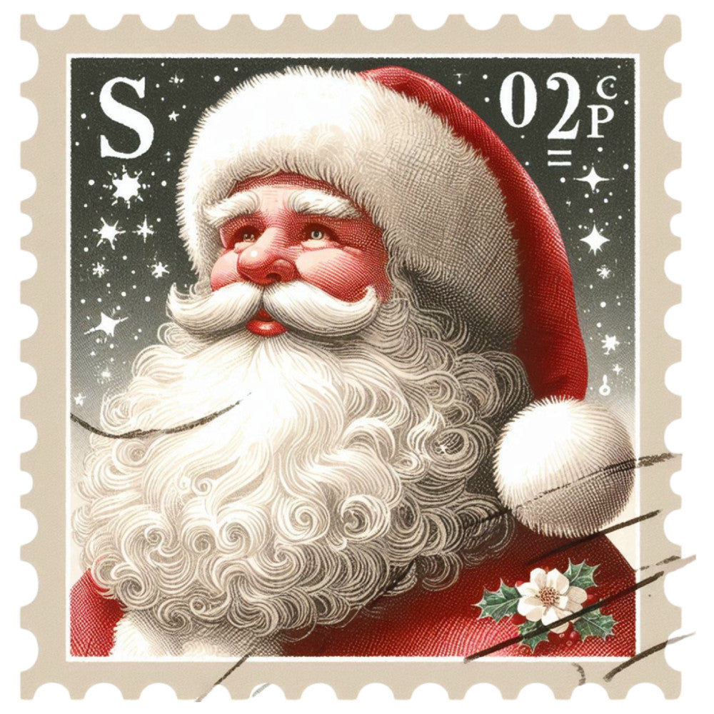 Santa Claus Postage Stamps Fabric Panel 18