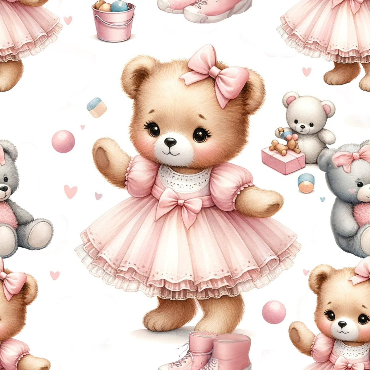 Rosy Balloon Cubs Pattern 10 Minky Fabric
