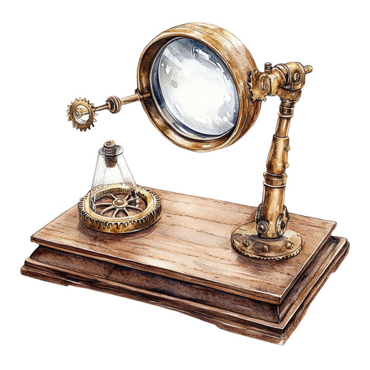 steampunk, vintage, industrial, brass, copper, wood, magnifying glass, gears, compass, nautical, scientific, explorer, adventure, brown, tan, cream, ivory, beige, mechanical, retro, victorian, antique, timeless, elegant, masculine, travel, discovery, academic, scholar, intellectual