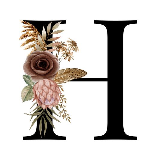 Alphabet with Watercolor Flowers Fabric Panel 38