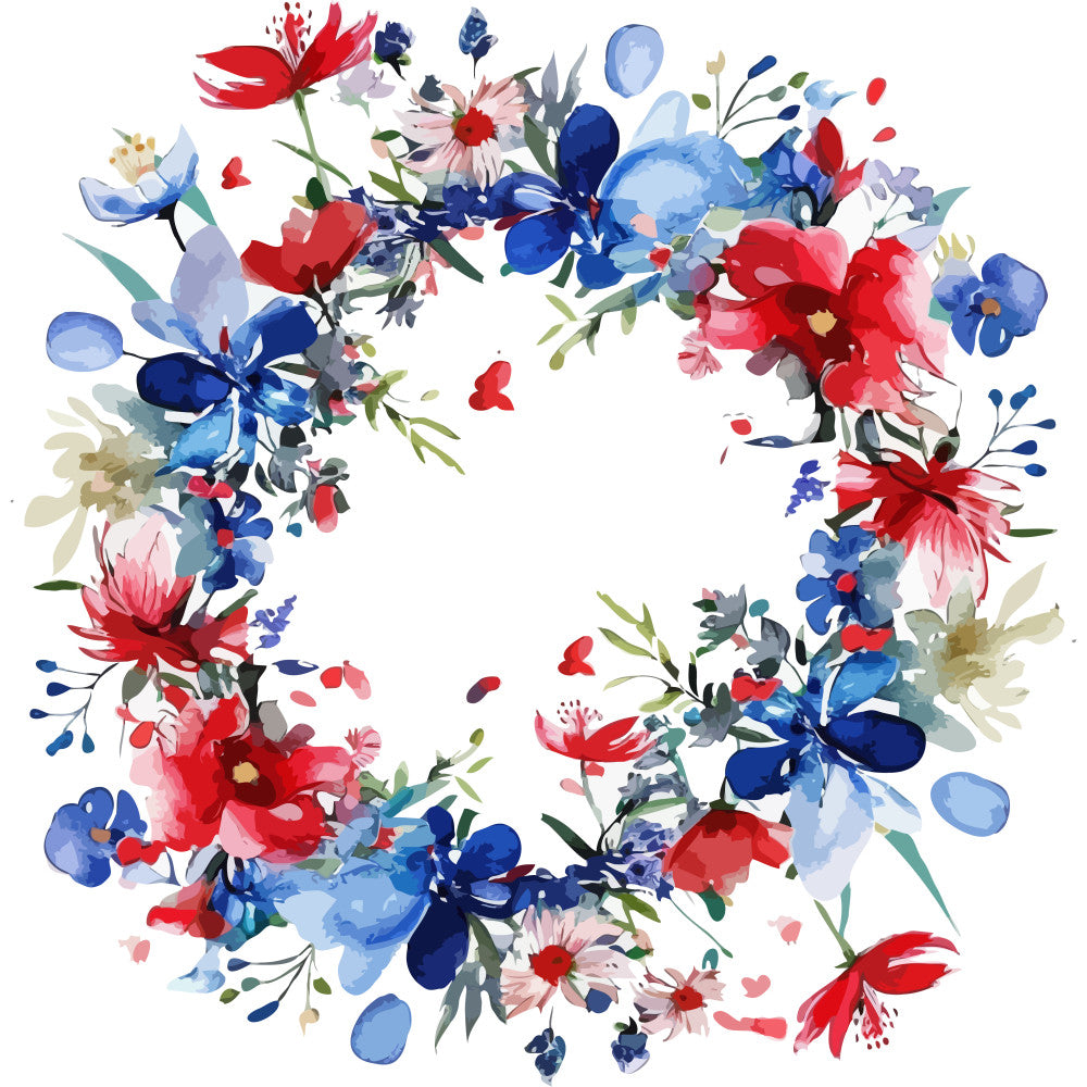 Watercolor 4th of July Fabric Panel 10