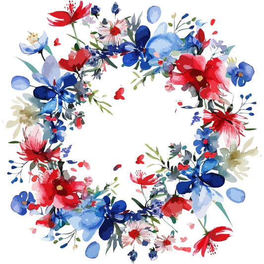 Watercolor 4th of July Fabric Panel 10