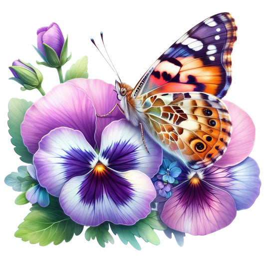 Spring Flowers and Butterflies Fabric Panel 48