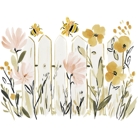 pale pink, soft yellow, cream, sage green, black, watercolor, floral, botanical, bees, butterflies, wildflowers, daisies, nature, spring, garden, whimsical, modern, rustic, hand-painted, delicate, cottage core, farmhouse, pollinators, insects, nature-inspired, peaceful, soft palette, illustrated, artistic, spring flowers
