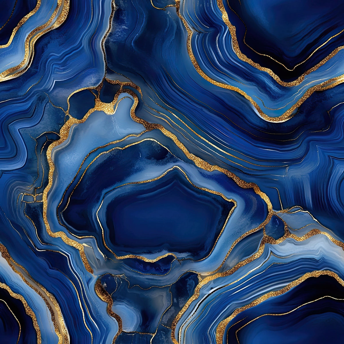 Royal Blue and Gold Agate Pattern 25 Minky Fabric