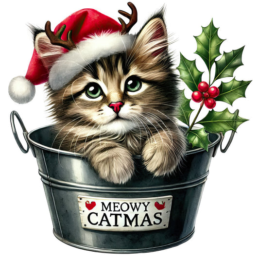 Meowy Christmas Fabric Panel 1
