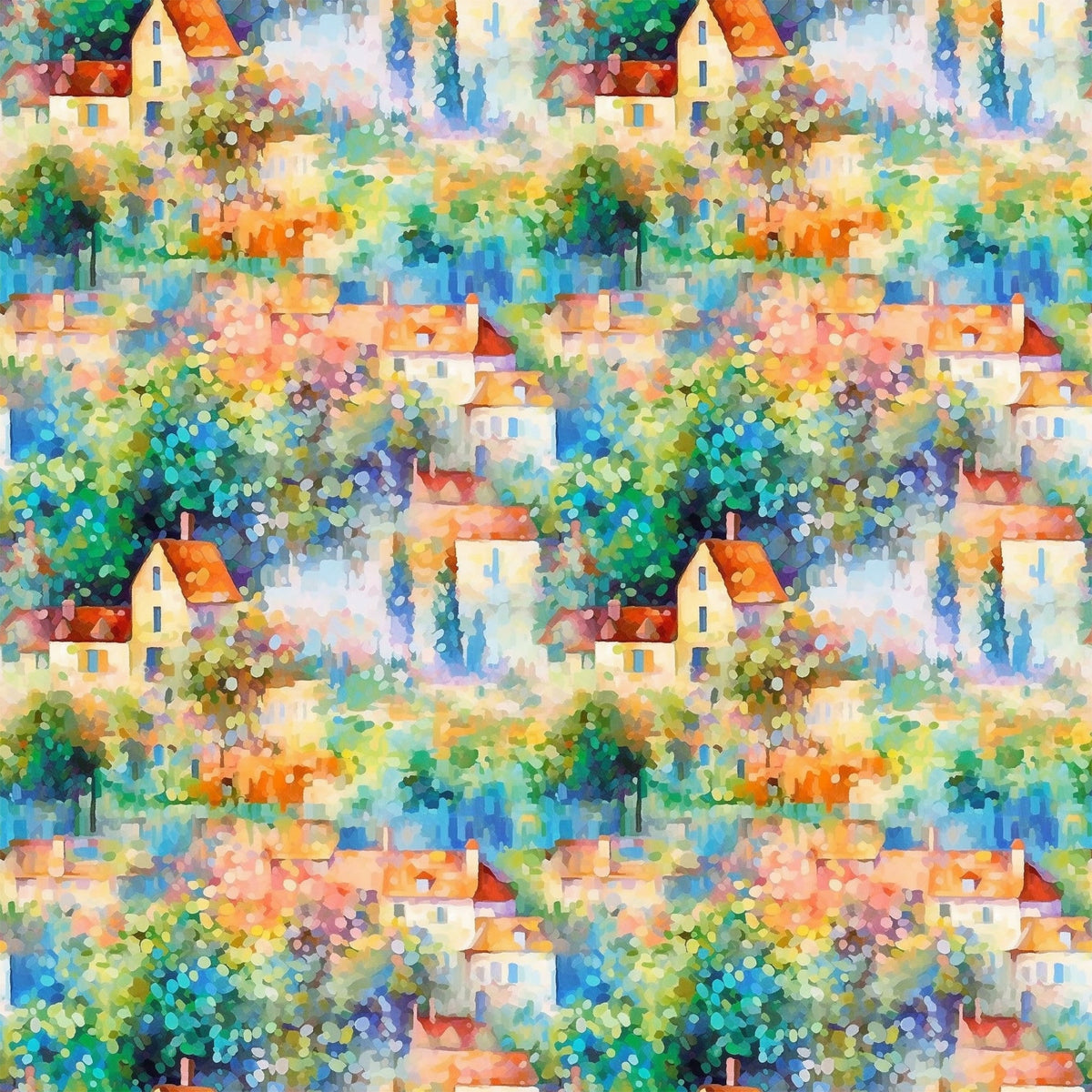 Impressionist Seaside Pattern 3 Minky Fabric