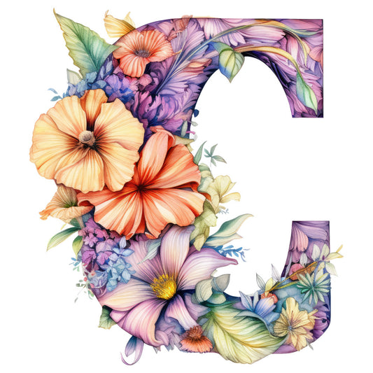 Alphabet Flowers Fabric Panel 20