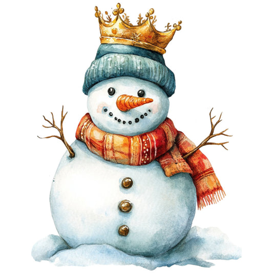 Watercolor Christmas Snowman Fabric Panel 30