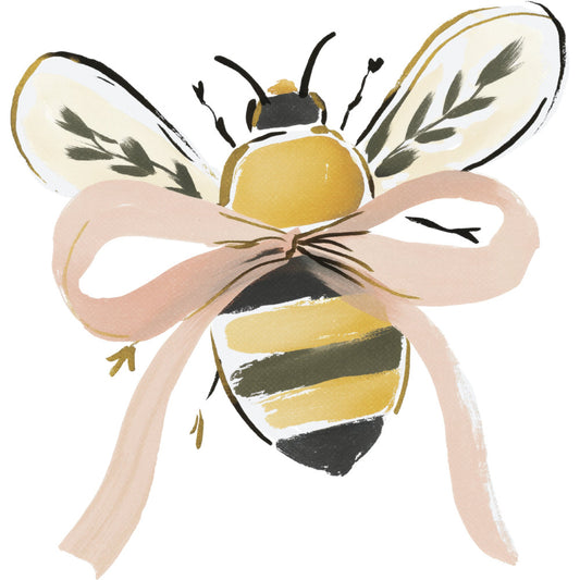 bee, honey bee, bumble bee, gold, yellow, cream, ivory, dusty rose, blush pink, charcoal, olive green, nature, insects, whimsical, modern, botanical, spring, summer, bow, ribbon, striped, abstract, elegant, decorative, home decor, wall art, children's, nursery, nature themed, garden