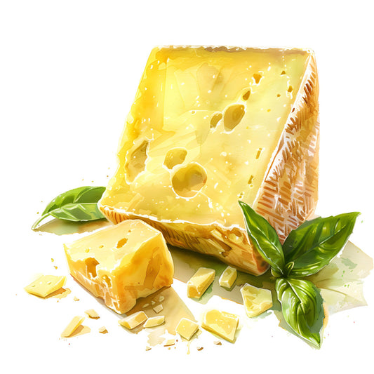 cheese yellow, pale yellow, cream, golden yellow, white, basil green, food theme, cheese motif, gourmet, kitchen, culinary, farmhouse, rustic, country, italian, mediterranean, food illustration, realistic, artistic, whimsical, cottage style, fresh produce, artisan, culinary arts, spring, summer, kitchen textile, table runner, apron, tea towel