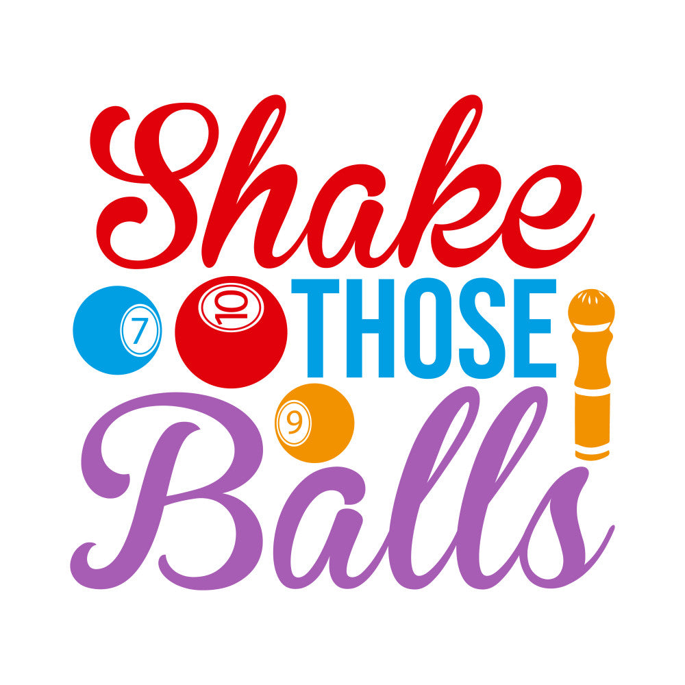 red, blue, purple, orange, billiard balls, pool balls, bingo balls, numbered balls, script lettering, cursive text, playful design, game theme, recreational activities, fabric panel, quilting cotton, bright colors, multicolored, gaming motif, leisure theme