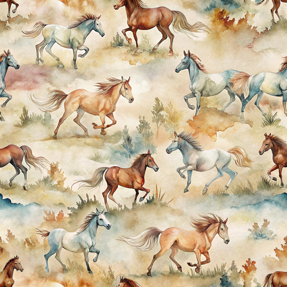 Galloping Mustangs Pattern 26 Minky Fabric