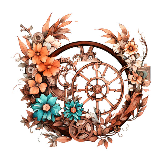 Floral Steampunk Fabric Panel 8