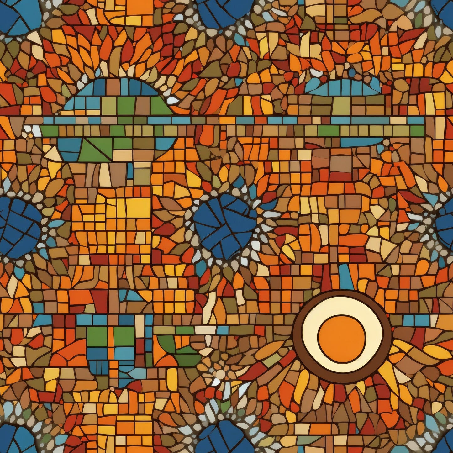 Mosaic Art Pattern 23 Quilting Cotton Fabric