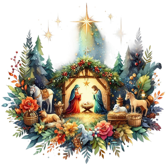 Detailed Christmas Nativity Scene Fabric Panel 6