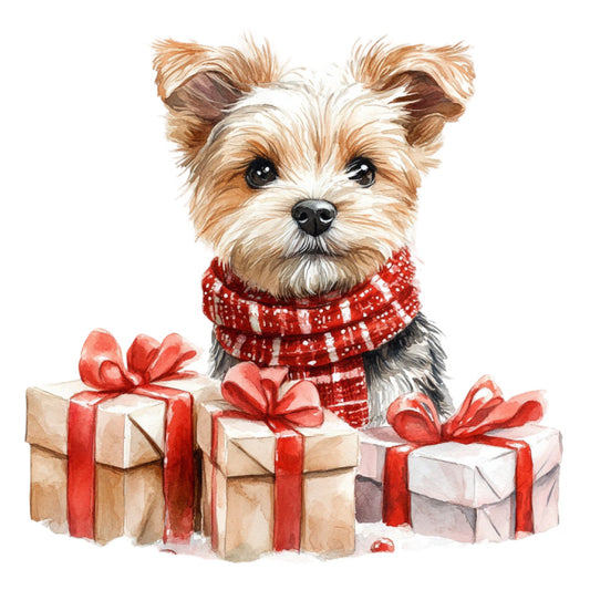 Watercolor Christmas Scene Fabric Panel 27