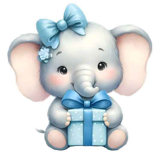 Baby Boy Elephant Fabric Panel 36