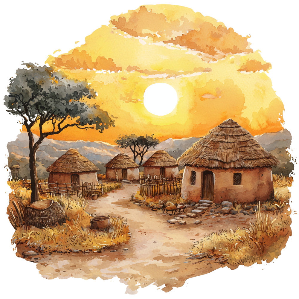 Watercolor Africa Fabric Panel 2