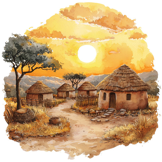 Watercolor Africa Fabric Panel 2