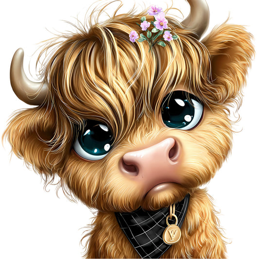 Adorable Highland Cows Fabric Panel 34